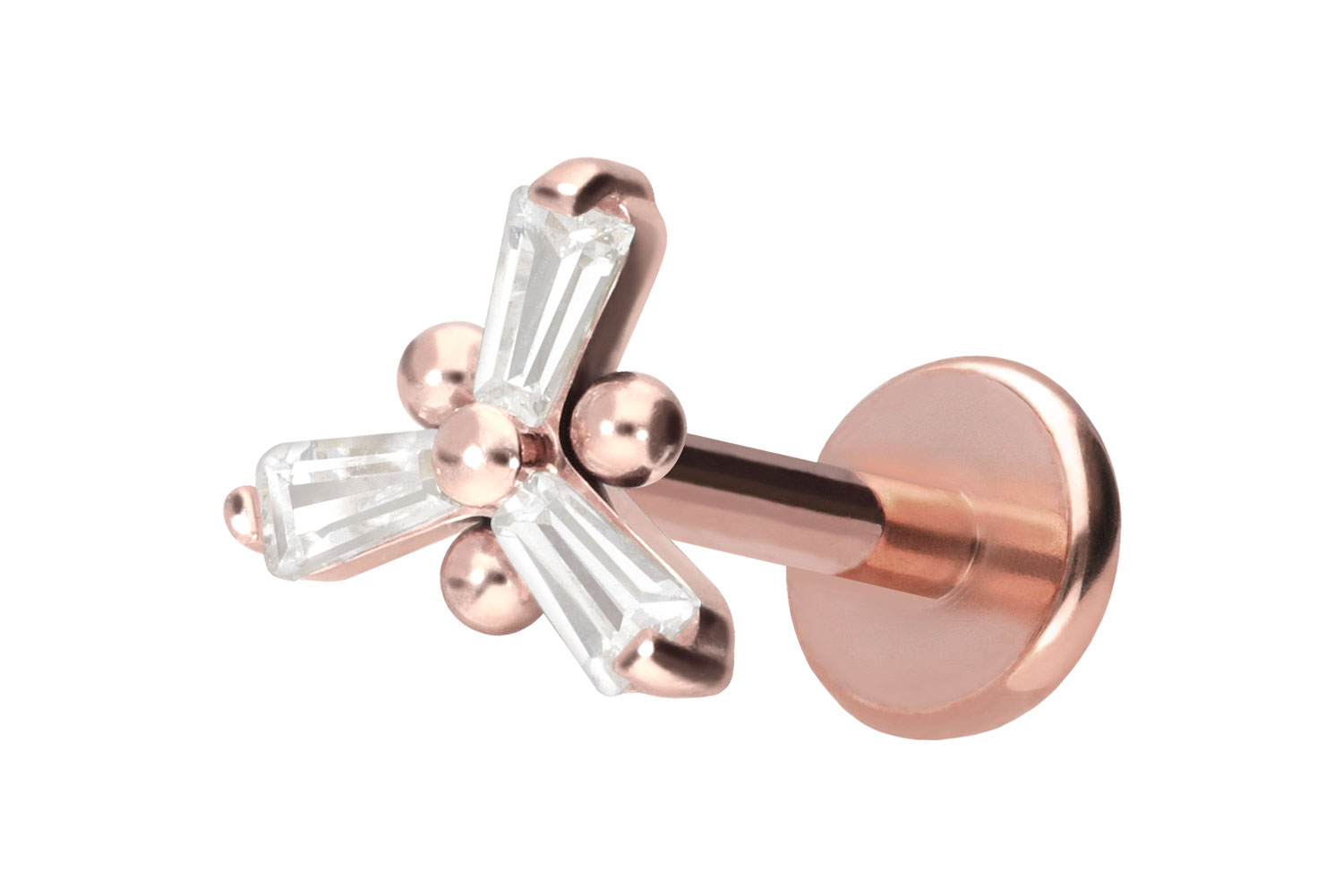 Titan Labret Piercing mit Push Fit KRISTALLBLUME